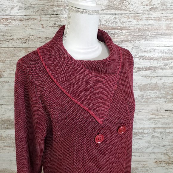 PAPILLON Burgundy Double Breasted Cardigan XL NWT - Picture 3 of 15